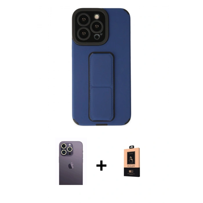 MARSİLYAN™- iPhone 13 Pro Max Kılıf Çekirdek Yansıma - Şeffaf Maxco Cam Ekran Koruyucu + Neon Fosforlu Kamera Lens - BZ