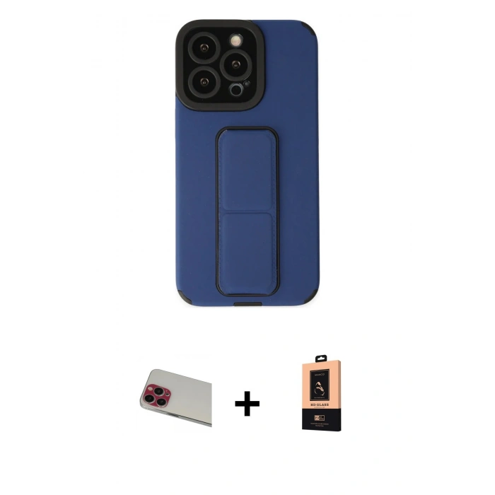 MARSİLYAN™- iPhone 13 Pro Max Kılıf Çekirdek Yansıma - Şeffaf Maxco Cam Ekran Koruyucu + Rainbow Kamera Lens Koruma Cam - KI