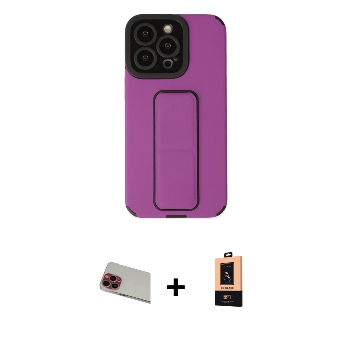 MARSİLYAN™- iPhone 13 Pro Max Kılıf Çekirdek Yansıma - Şeffaf Maxco Cam Ekran Koruyucu + Rainbow Kamera Lens Koruma Cam - KI