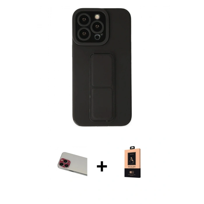MARSİLYAN™- iPhone 13 Pro Max Kılıf Çekirdek Yansıma - Şeffaf Maxco Cam Ekran Koruyucu + Rainbow Kamera Lens Koruma Cam - KI