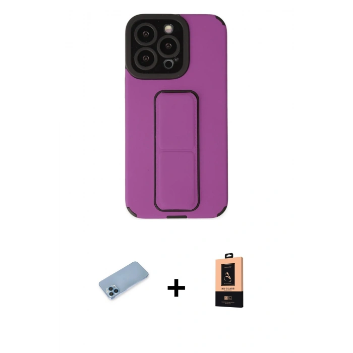 MARSİLYAN™- iPhone 13 Pro Max Kılıf Çekirdek Yansıma - Şeffaf Maxco Cam Ekran Koruyucu + Shine Kamera Lens Koruma Cam - MI