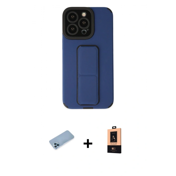 MARSİLYAN™- iPhone 13 Pro Max Kılıf Çekirdek Yansıma - Şeffaf Maxco Cam Ekran Koruyucu + Shine Kamera Lens Koruma Cam - MI