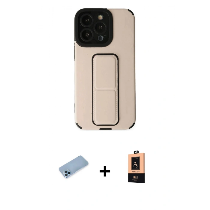 MARSİLYAN™- iPhone 13 Pro Max Kılıf Çekirdek Yansıma - Şeffaf Maxco Cam Ekran Koruyucu + Shine Kamera Lens Koruma Cam - MI
