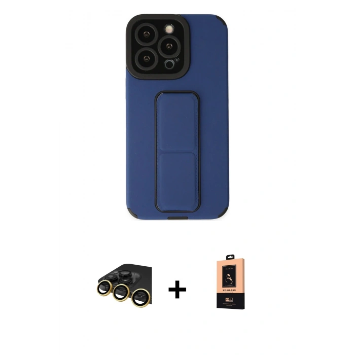 MARSİLYAN™- iPhone 13 Pro Max Kılıf Çekirdek Yansıma - Şeffaf Maxco Cam Ekran Koruyucu + Raze Metal Kamera Lens - GD