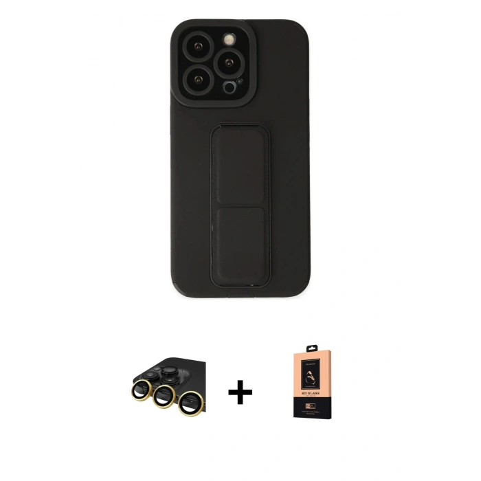 MARSİLYAN™- iPhone 13 Pro Max Kılıf Çekirdek Yansıma - Şeffaf Maxco Cam Ekran Koruyucu + Raze Metal Kamera Lens - GD