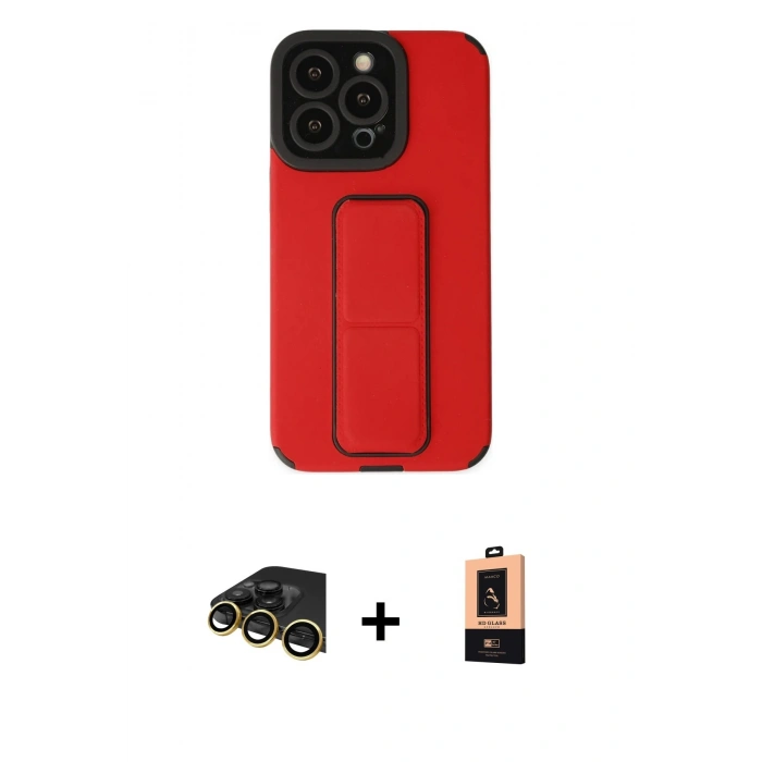 MARSİLYAN™- iPhone 13 Pro Max Kılıf Çekirdek Yansıma - Şeffaf Maxco Cam Ekran Koruyucu + Raze Metal Kamera Lens - GD