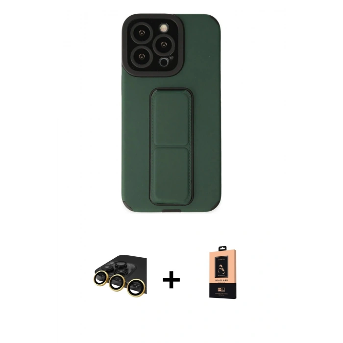 MARSİLYAN™- iPhone 13 Pro Max Kılıf Çekirdek Yansıma - Şeffaf Maxco Cam Ekran Koruyucu + Raze Metal Kamera Lens - GD