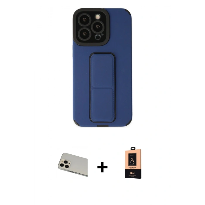 MARSİLYAN™- iPhone 13 Pro Max Kılıf Çekirdek Yansıma - Şeffaf Maxco Cam Ekran Koruyucu + Rainbow Kamera Lens Koruma Cam - REGD
