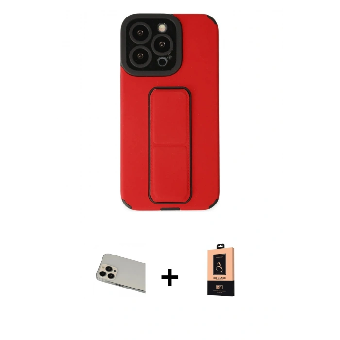 MARSİLYAN™- iPhone 13 Pro Max Kılıf Çekirdek Yansıma - Şeffaf Maxco Cam Ekran Koruyucu + Rainbow Kamera Lens Koruma Cam - REGD