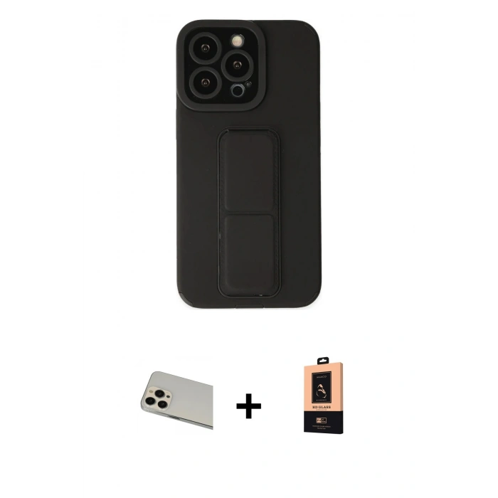 MARSİLYAN™- iPhone 13 Pro Max Kılıf Çekirdek Yansıma - Şeffaf Maxco Cam Ekran Koruyucu + Rainbow Kamera Lens Koruma Cam - REGD