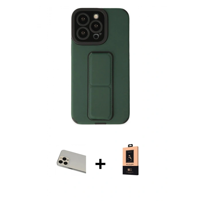 MARSİLYAN™- iPhone 13 Pro Max Kılıf Çekirdek Yansıma - Şeffaf Maxco Cam Ekran Koruyucu + Rainbow Kamera Lens Koruma Cam - REGD