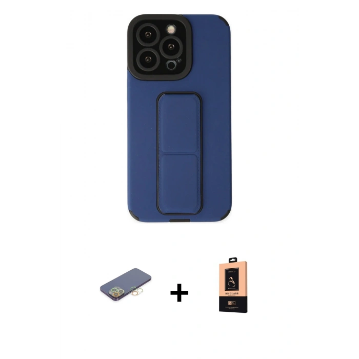 MARSİLYAN™- iPhone 13 Pro Max Kılıf Çekirdek Yansıma - Şeffaf Maxco Cam Ekran Koruyucu + Renkli Kamera Lens Koruma Cam - SI