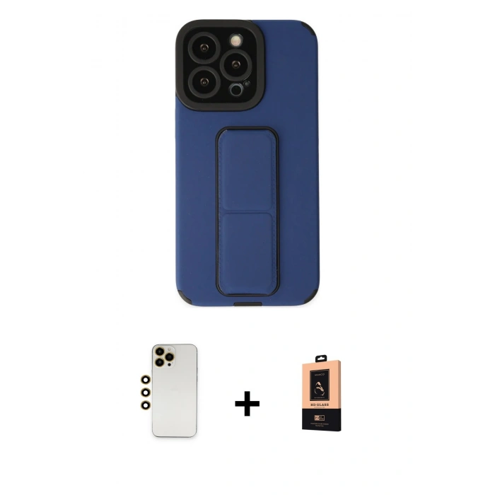 MARSİLYAN™- iPhone 13 Pro Max Kılıf Çekirdek Yansıma - Şeffaf Maxco Cam Ekran Koruyucu + Shine Kamera Lens - GD