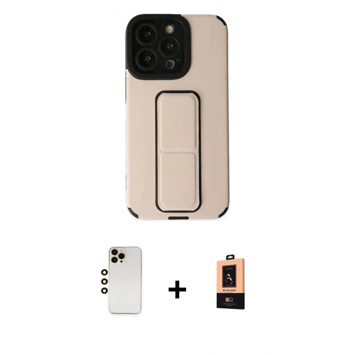 MARSİLYAN™- iPhone 13 Pro Max Kılıf Çekirdek Yansıma - Şeffaf Maxco Cam Ekran Koruyucu + Shine Kamera Lens - GD