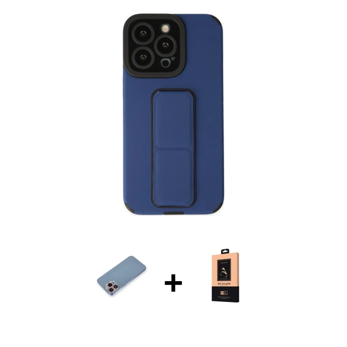 MARSİLYAN™- iPhone 13 Pro Max Kılıf Çekirdek Yansıma - Şeffaf Maxco Cam Ekran Koruyucu + Shine Kamera Lens Koruma Cam - PE