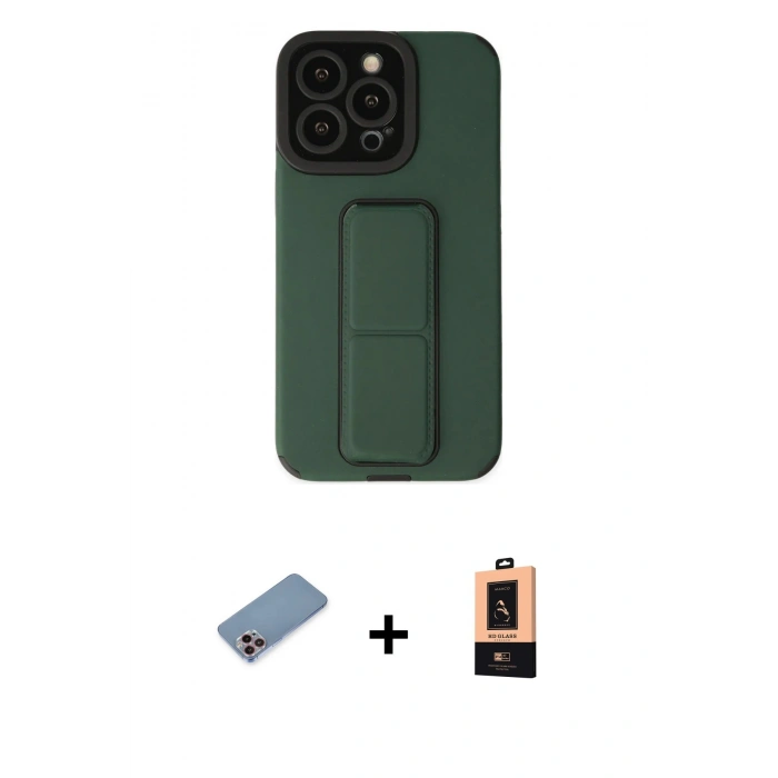 MARSİLYAN™- iPhone 13 Pro Max Kılıf Çekirdek Yansıma - Şeffaf Maxco Cam Ekran Koruyucu + Shine Kamera Lens Koruma Cam - PE