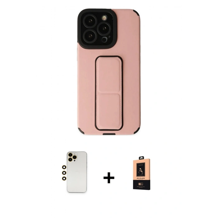 MARSİLYAN™- iPhone 13 Pro Max Kılıf Çekirdek Yansıma - Şeffaf Maxco Cam Ekran Koruyucu + Shine Kamera Lens - GD