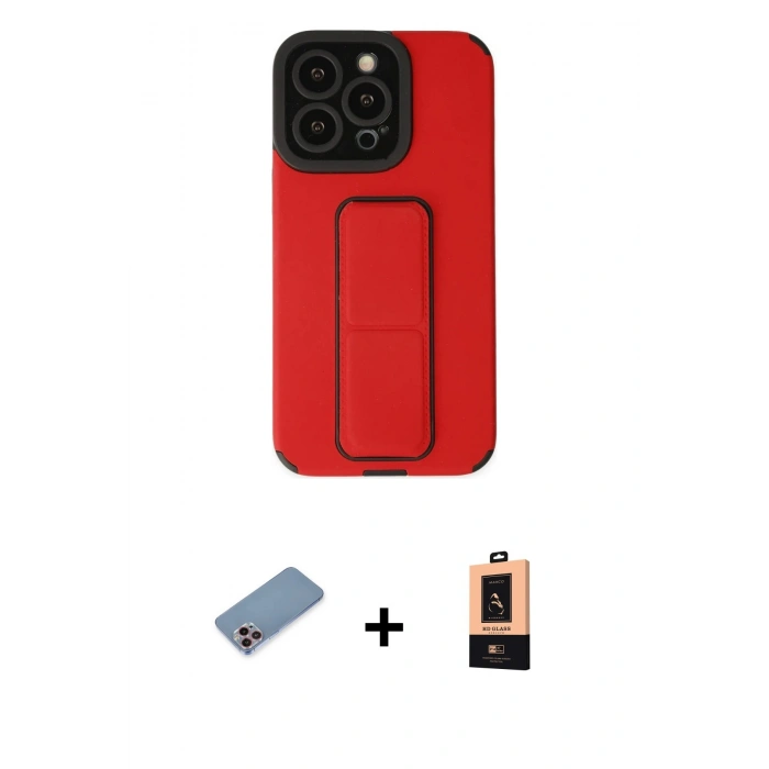 MARSİLYAN™- iPhone 13 Pro Max Kılıf Çekirdek Yansıma - Şeffaf Maxco Cam Ekran Koruyucu + Shine Kamera Lens Koruma Cam - PE
