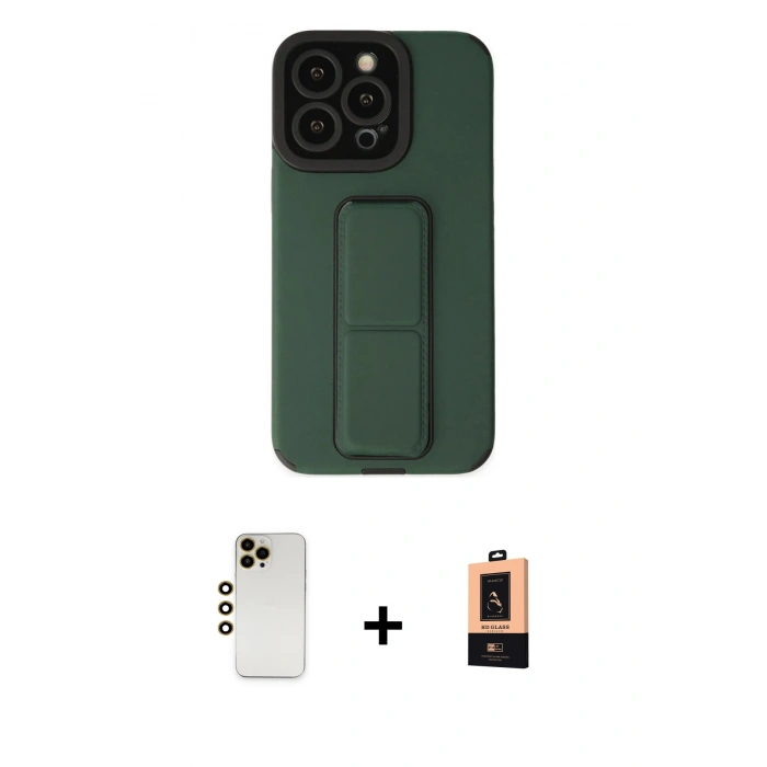 MARSİLYAN™- iPhone 13 Pro Max Kılıf Çekirdek Yansıma - Şeffaf Maxco Cam Ekran Koruyucu + Shine Kamera Lens - GD