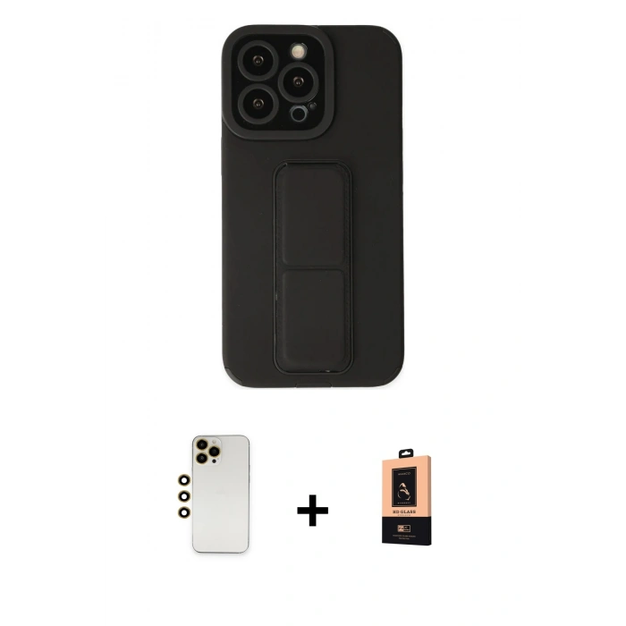 MARSİLYAN™- iPhone 13 Pro Max Kılıf Çekirdek Yansıma - Şeffaf Maxco Cam Ekran Koruyucu + Shine Kamera Lens - GD