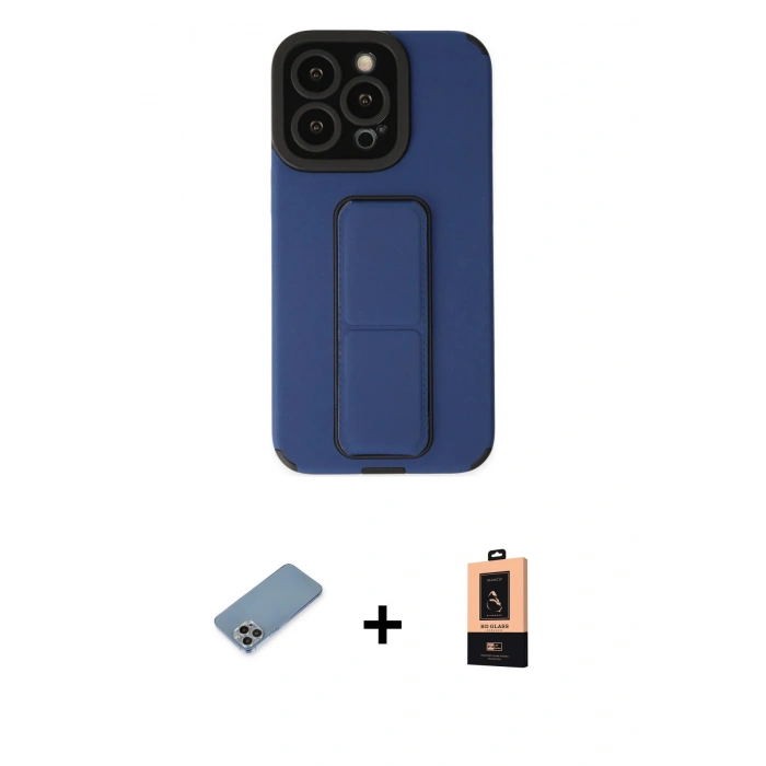 MARSİLYAN™- iPhone 13 Pro Max Kılıf Çekirdek Yansıma - Şeffaf Maxco Cam Ekran Koruyucu + Shine Kamera Lens Koruma Cam - GI