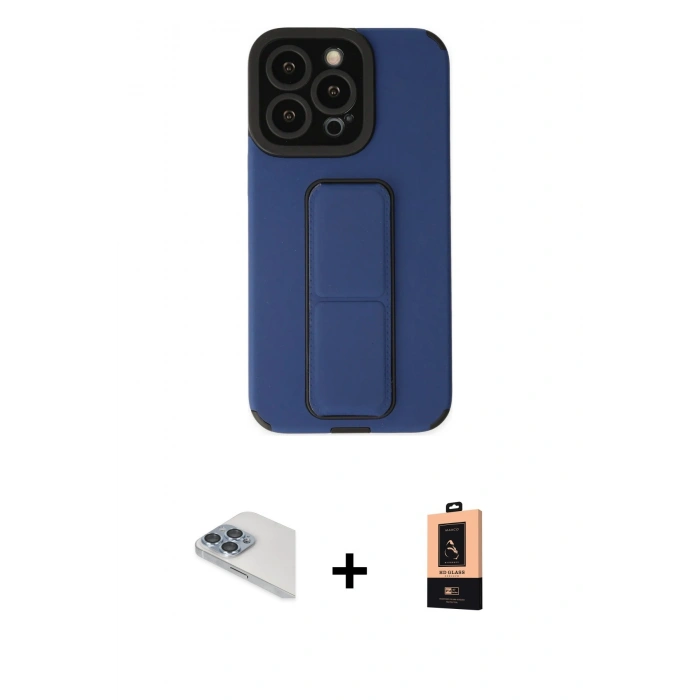 MARSİLYAN™- iPhone 13 Pro Max Kılıf Çekirdek Yansıma - Şeffaf Maxco Cam Ekran Koruyucu + Sierra Blue Pers Alüminyum Kamera Lens
