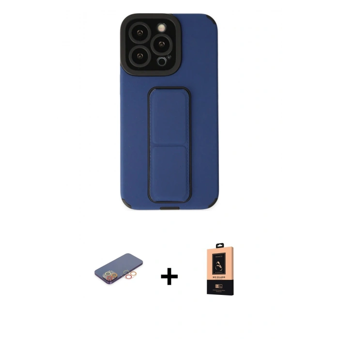 MARSİLYAN™- iPhone 13 Pro Max Kılıf Çekirdek Yansıma - Şeffaf Maxco Cam Ekran Koruyucu + Turuncu Renkli Kamera Lens Koruma Cam