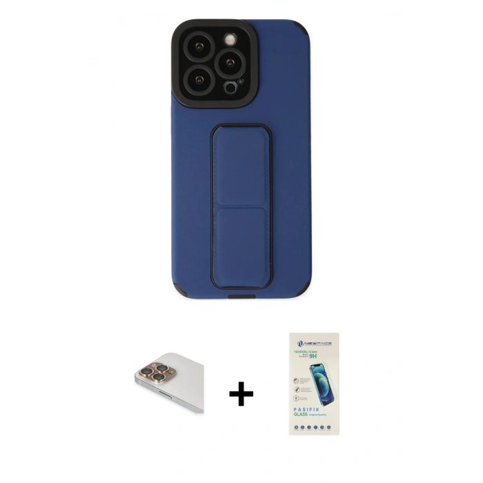 MARSİLYAN™- iPhone 13 Pro Max Kılıf Çekirdek Yansıma - Şeffaf Pasifik Cam Ekran Koruyucu + Pers Alüminyum Kamera Lens - GD