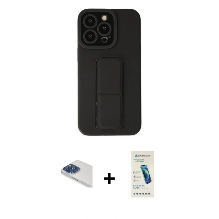 MARSİLYAN™- iPhone 13 Pro Max Kılıf Çekirdek Yansıma - Şeffaf Pasifik Cam Ekran Koruyucu + Pers Alüminyum Kamera Lens - LT
