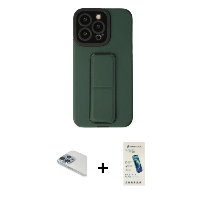 MARSİLYAN™- iPhone 13 Pro Max Kılıf Çekirdek Yansıma - Şeffaf Pasifik Cam Ekran Koruyucu + Pers Alüminyum Kamera Lens - SABE