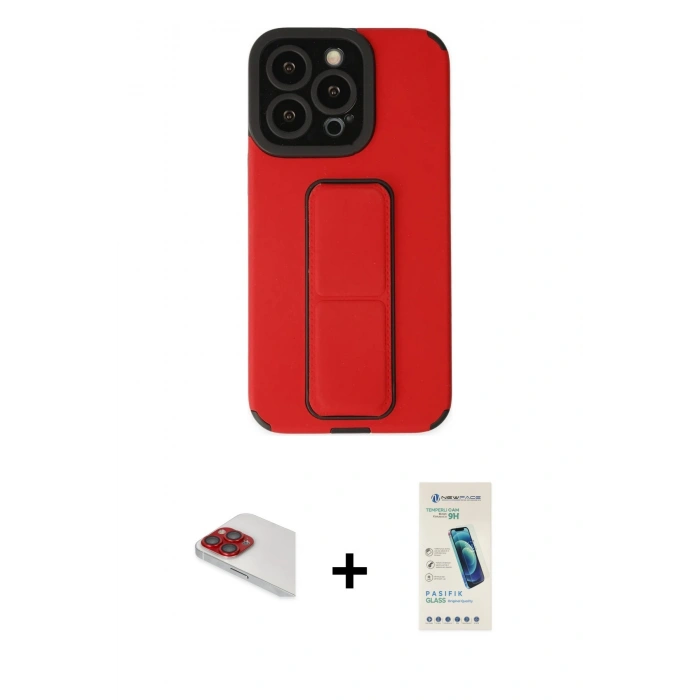 MARSİLYAN™- iPhone 13 Pro Max Kılıf Çekirdek Yansıma - Şeffaf Pasifik Cam Ekran Koruyucu + Pers Alüminyum Kamera Lens - KI