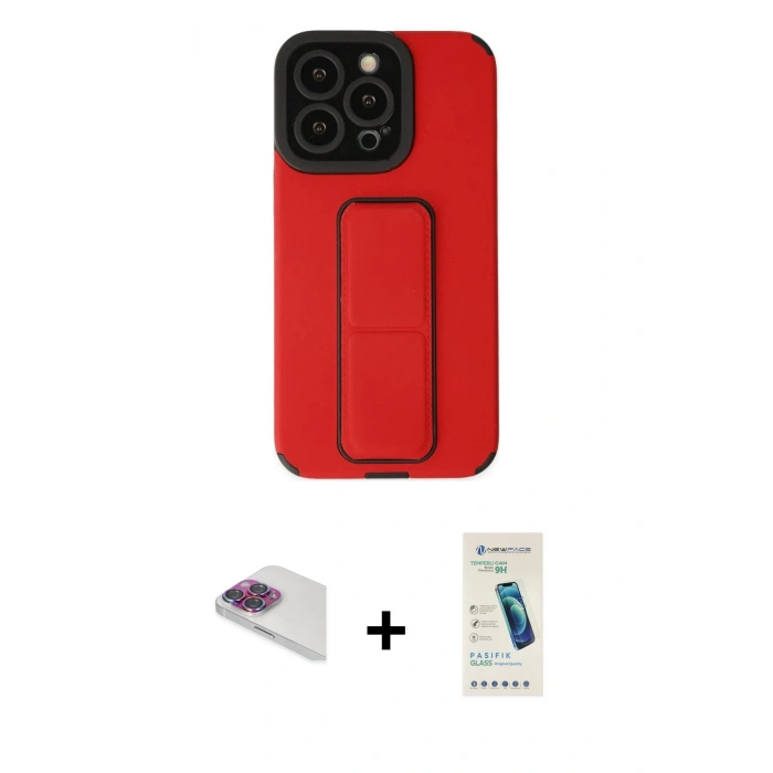 MARSİLYAN™- iPhone 13 Pro Max Kılıf Çekirdek Yansıma - Şeffaf Pasifik Cam Ekran Koruyucu + Pers Alüminyum Kamera Lens - GI