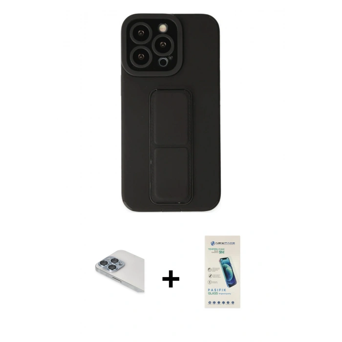 MARSİLYAN™- iPhone 13 Pro Max Kılıf Çekirdek Yansıma - Şeffaf Pasifik Cam Ekran Koruyucu + Pers Alüminyum Kamera Lens - SABE