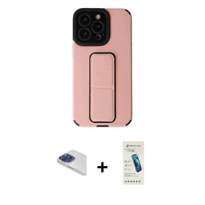 MARSİLYAN™- iPhone 13 Pro Max Kılıf Çekirdek Yansıma - Şeffaf Pasifik Cam Ekran Koruyucu + Pers Alüminyum Kamera Lens - LT