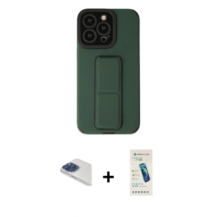 MARSİLYAN™- iPhone 13 Pro Max Kılıf Çekirdek Yansıma - Şeffaf Pasifik Cam Ekran Koruyucu + Pers Alüminyum Kamera Lens - LT