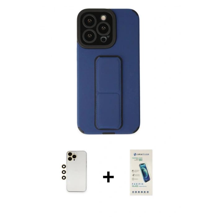 MARSİLYAN™- iPhone 13 Pro Max Kılıf Çekirdek Yansıma - Şeffaf Pasifik Cam Ekran Koruyucu + Shine Kamera Lens - GD