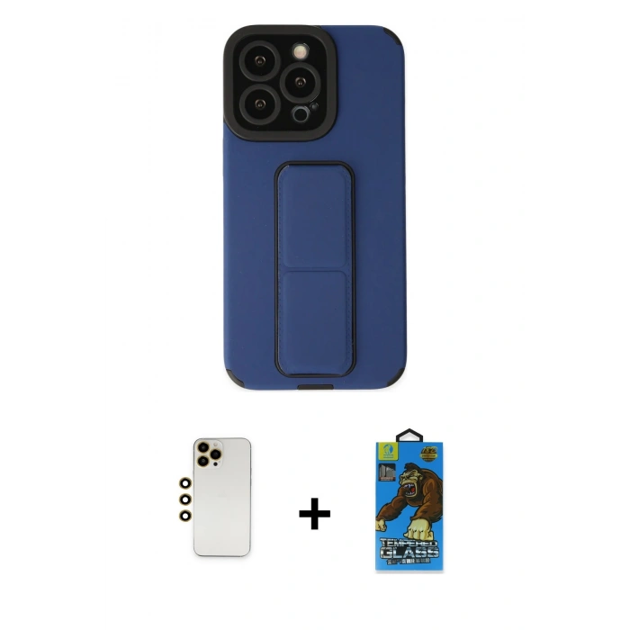 MARSİLYAN™- iPhone 13 Pro Max Kılıf Çekirdek Yansıma - Siyah 18D Cam Ekran Koruyucu + Shine Kamera Lens - GD