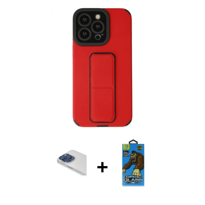 MARSİLYAN™- iPhone 13 Pro Max Kılıf Çekirdek Yansıma - Siyah 18D Cam Ekran Koruyucu + Pers Alüminyum Kamera Lens - LT
