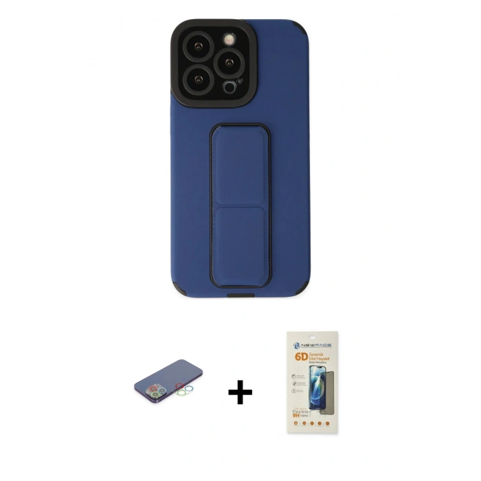 MARSİLYAN™- iPhone 13 Pro Max Kılıf Çekirdek Yansıma - Siyah 6D Mat Seramik Hayalet Nano Ekran Koruyucu + Renkli Kamera Lens Koruma Cam - MI