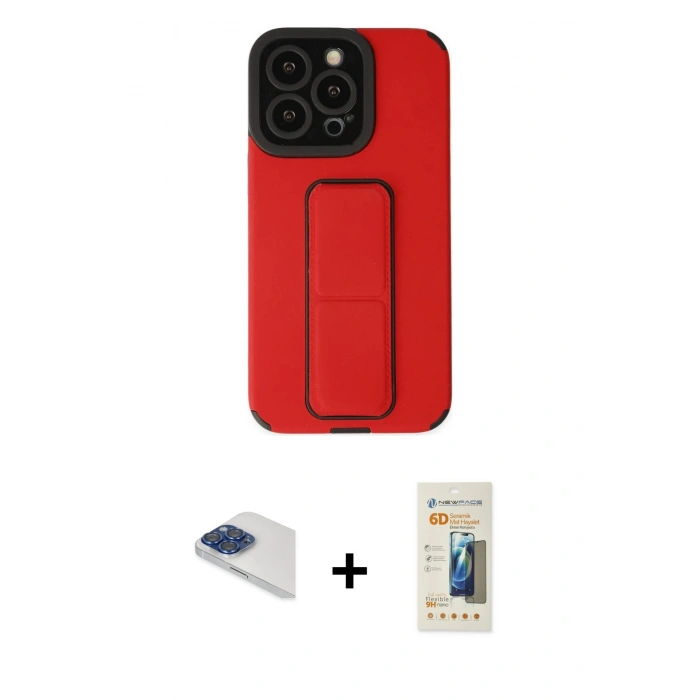 MARSİLYAN™- iPhone 13 Pro Max Kılıf Çekirdek Yansıma - Siyah 6D Mat Seramik Hayalet Nano Ekran Koruyucu + Pers Alüminyum Kamera Lens - LT