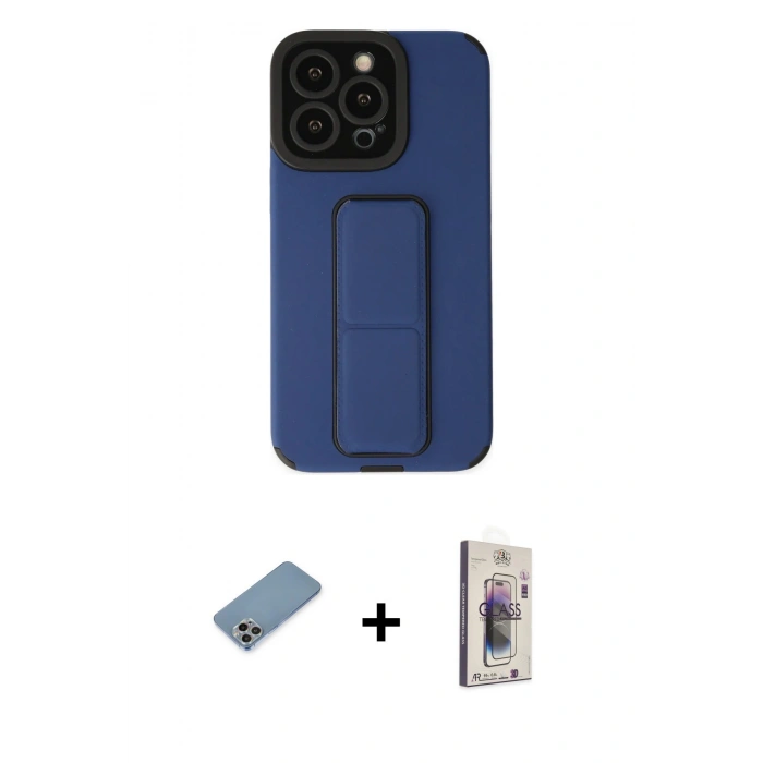 MARSİLYAN™- iPhone 13 Pro Max Kılıf Çekirdek Yansıma - Siyah Bilvis 3D Cam Ekran Koruyucu + Shine Kamera Lens Koruma Cam - GI
