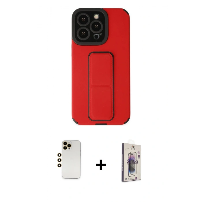 MARSİLYAN™- iPhone 13 Pro Max Kılıf Çekirdek Yansıma - Siyah Bilvis 3D Cam Ekran Koruyucu + Shine Kamera Lens - GD