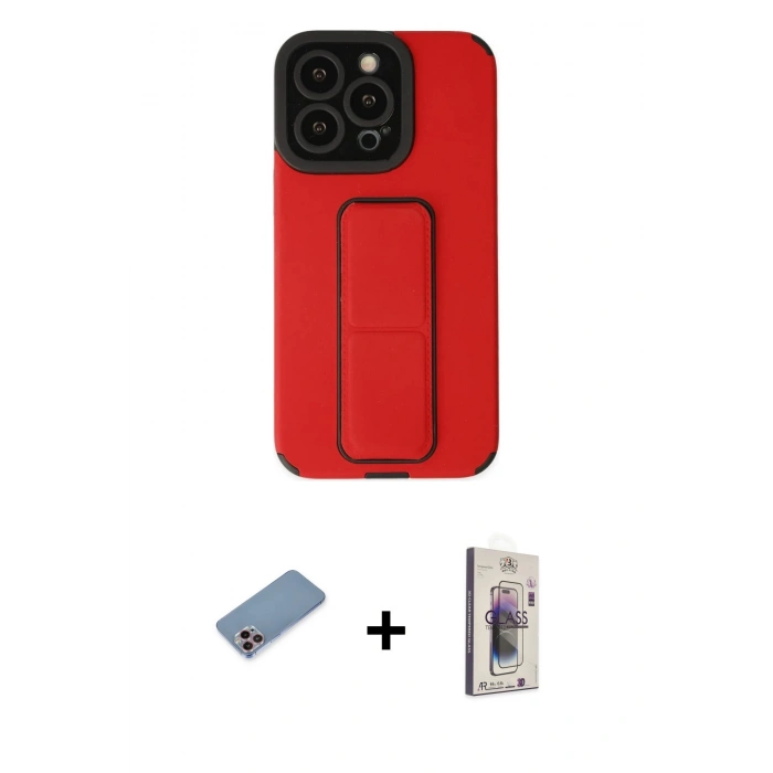 MARSİLYAN™- iPhone 13 Pro Max Kılıf Çekirdek Yansıma - Siyah Bilvis 3D Cam Ekran Koruyucu + Shine Kamera Lens Koruma Cam - PE