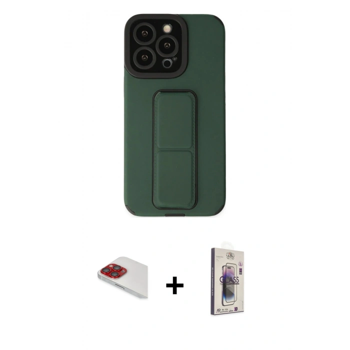 MARSİLYAN™- iPhone 13 Pro Max Kılıf Çekirdek Yansıma - Siyah Bilvis 3D Cam Ekran Koruyucu + Pers Alüminyum Kamera Lens - KI