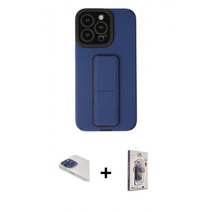MARSİLYAN™- iPhone 13 Pro Max Kılıf Çekirdek Yansıma - Siyah Bilvis 3D Cam Ekran Koruyucu + Pers Alüminyum Kamera Lens - LT