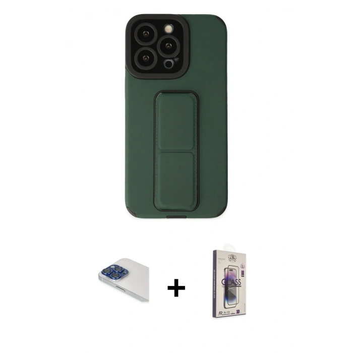 MARSİLYAN™- iPhone 13 Pro Max Kılıf Çekirdek Yansıma - Siyah Bilvis 3D Cam Ekran Koruyucu + Pers Alüminyum Kamera Lens - LT
