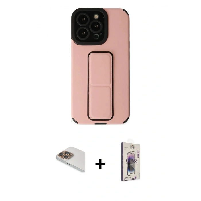 MARSİLYAN™- iPhone 13 Pro Max Kılıf Çekirdek Yansıma - Siyah Bilvis 3D Cam Ekran Koruyucu + Pers Alüminyum Kamera Lens - GD