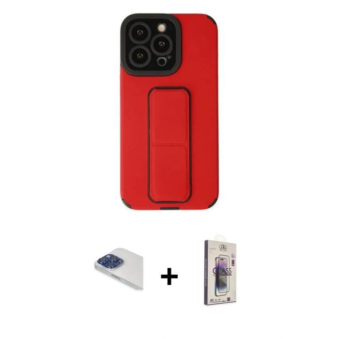 MARSİLYAN™- iPhone 13 Pro Max Kılıf Çekirdek Yansıma - Siyah Bilvis 3D Cam Ekran Koruyucu + Pers Alüminyum Kamera Lens - LT