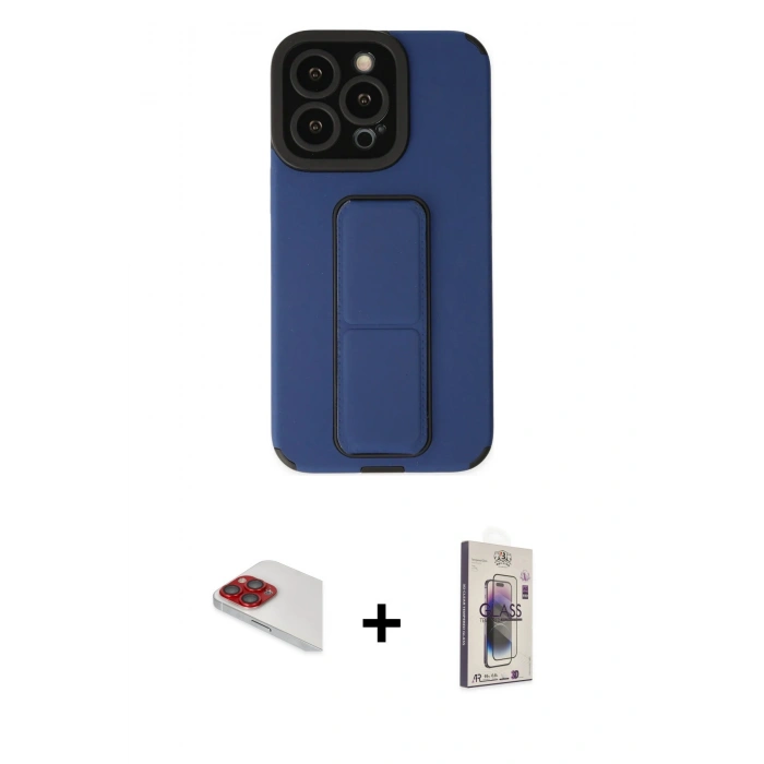 MARSİLYAN™- iPhone 13 Pro Max Kılıf Çekirdek Yansıma - Siyah Bilvis 3D Cam Ekran Koruyucu + Pers Alüminyum Kamera Lens - KI