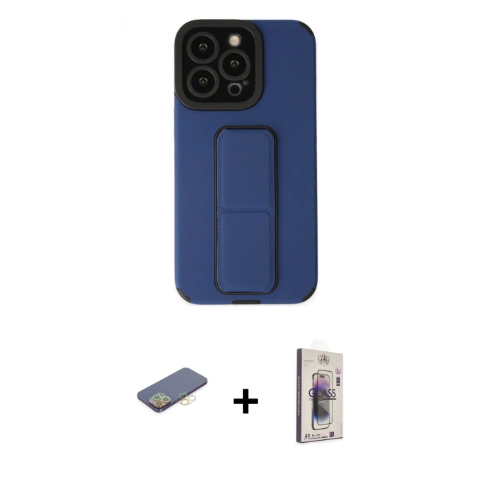 MARSİLYAN™- iPhone 13 Pro Max Kılıf Çekirdek Yansıma - Siyah Bilvis 3D Cam Ekran Koruyucu + Renkli Kamera Lens Koruma Cam - SI